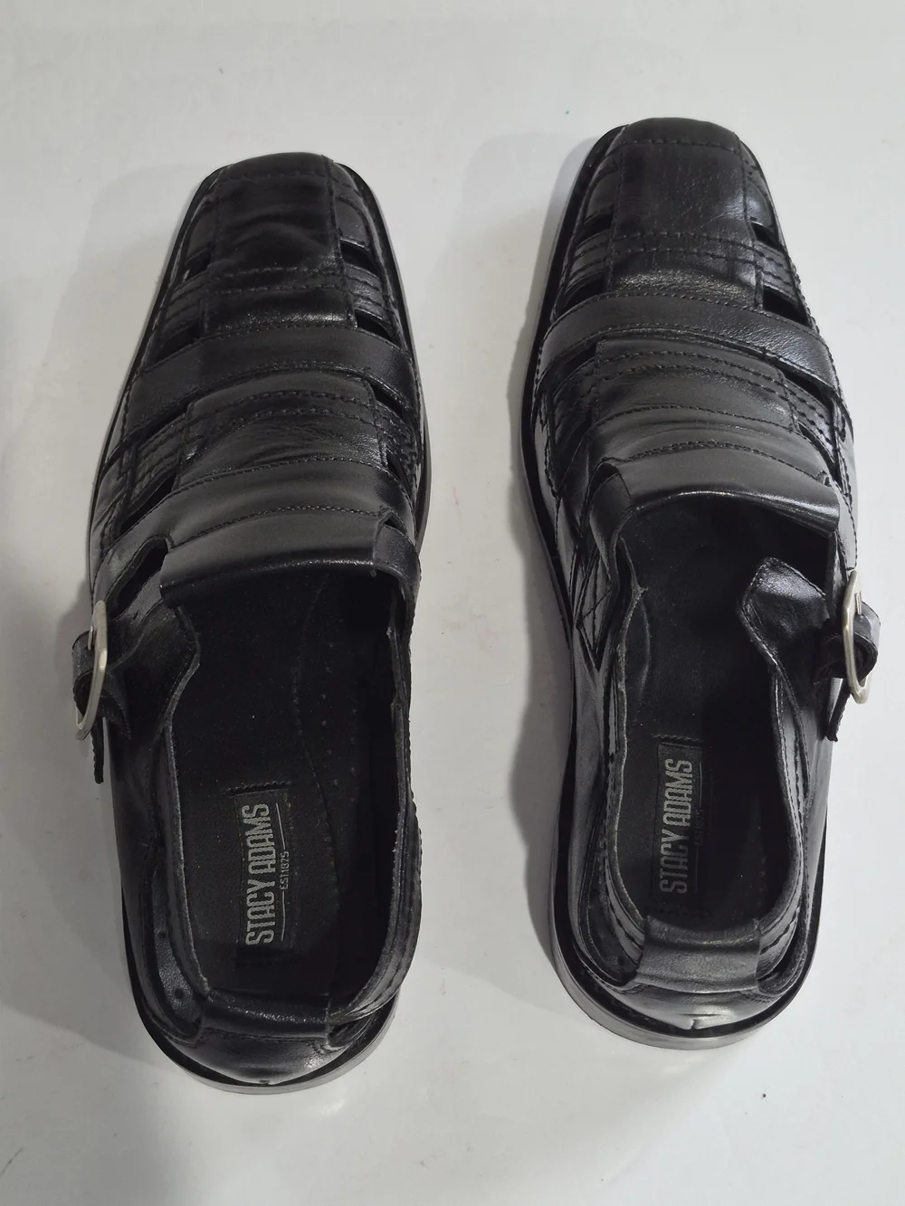 Men's Black Leather Buckle Dress Sandals
